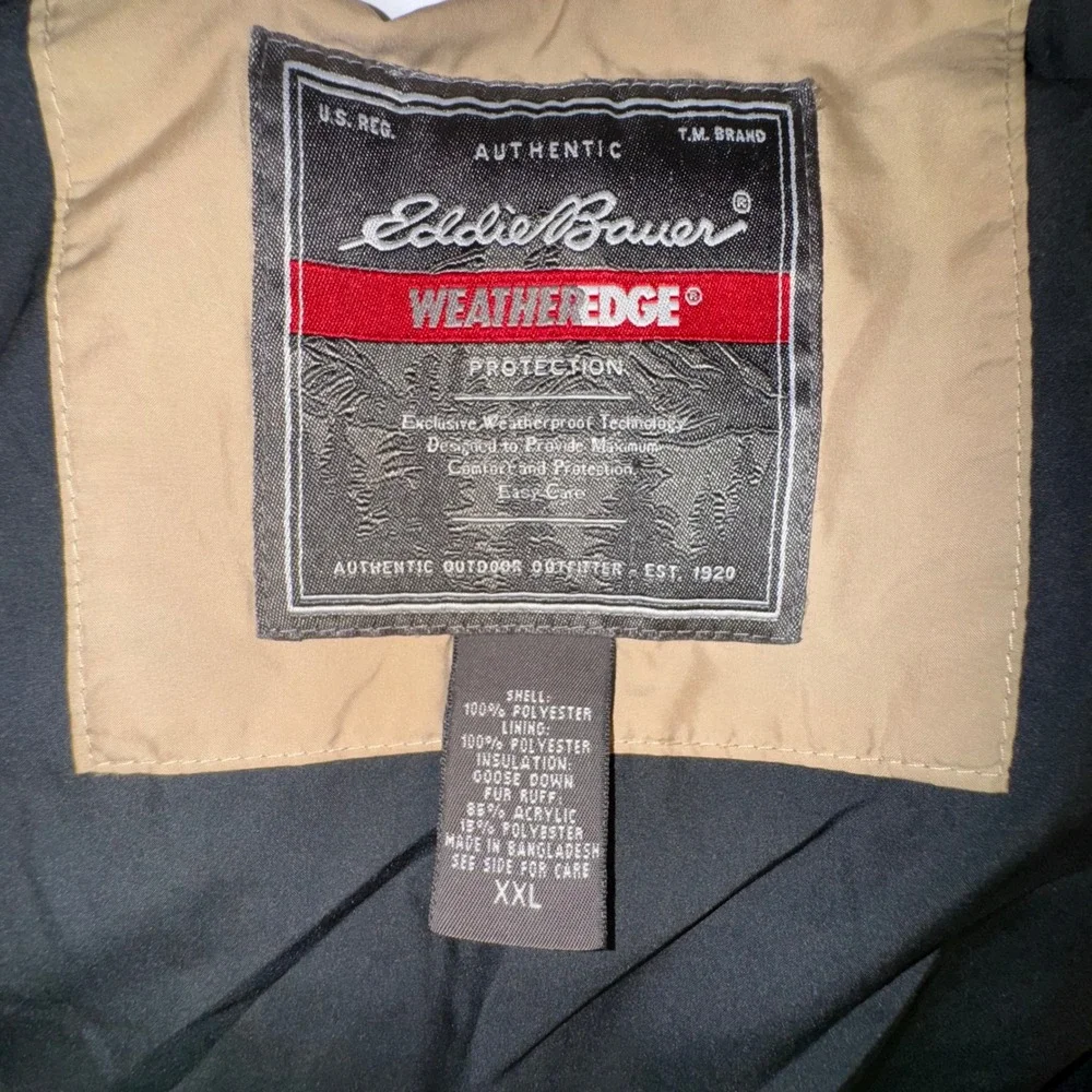 Eddie‎ Bauer Men's 2XL WeatherEdge Parka Tan Down Jacket Quilted Puffer Coat XXL